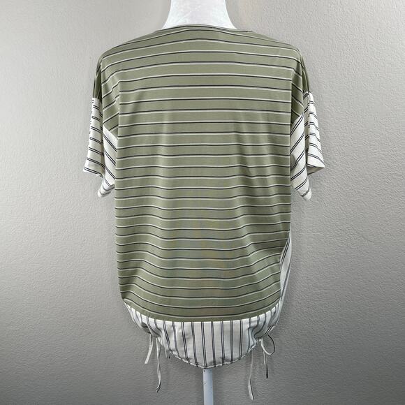 Suzanne Betro Weekend Green Stripe Short Sleeve Oversized Tunic Top Small NWT - Picture 14 of 14